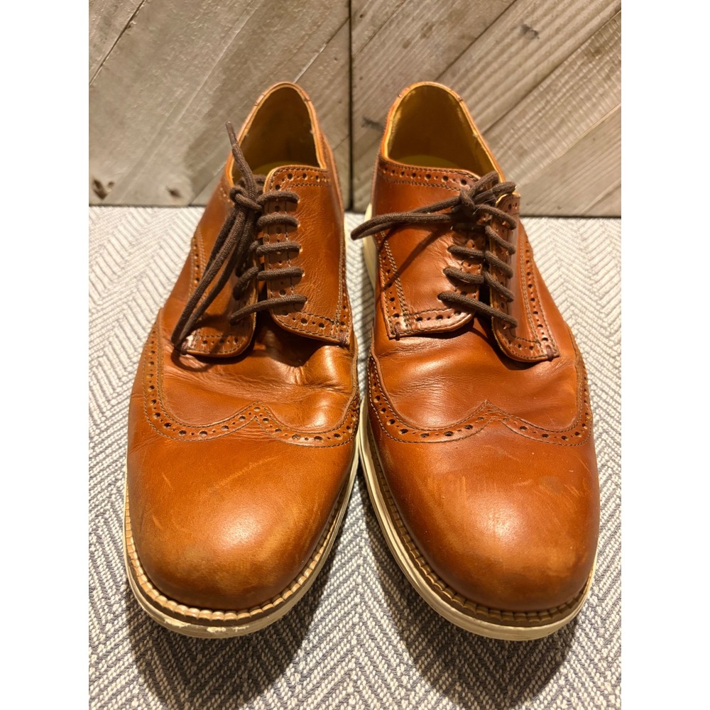 Cole‎ Haan Grand.OS Mens 11.5 M British Tan Leather Wingtip Oxfords C22793 - Picture 2 of 8